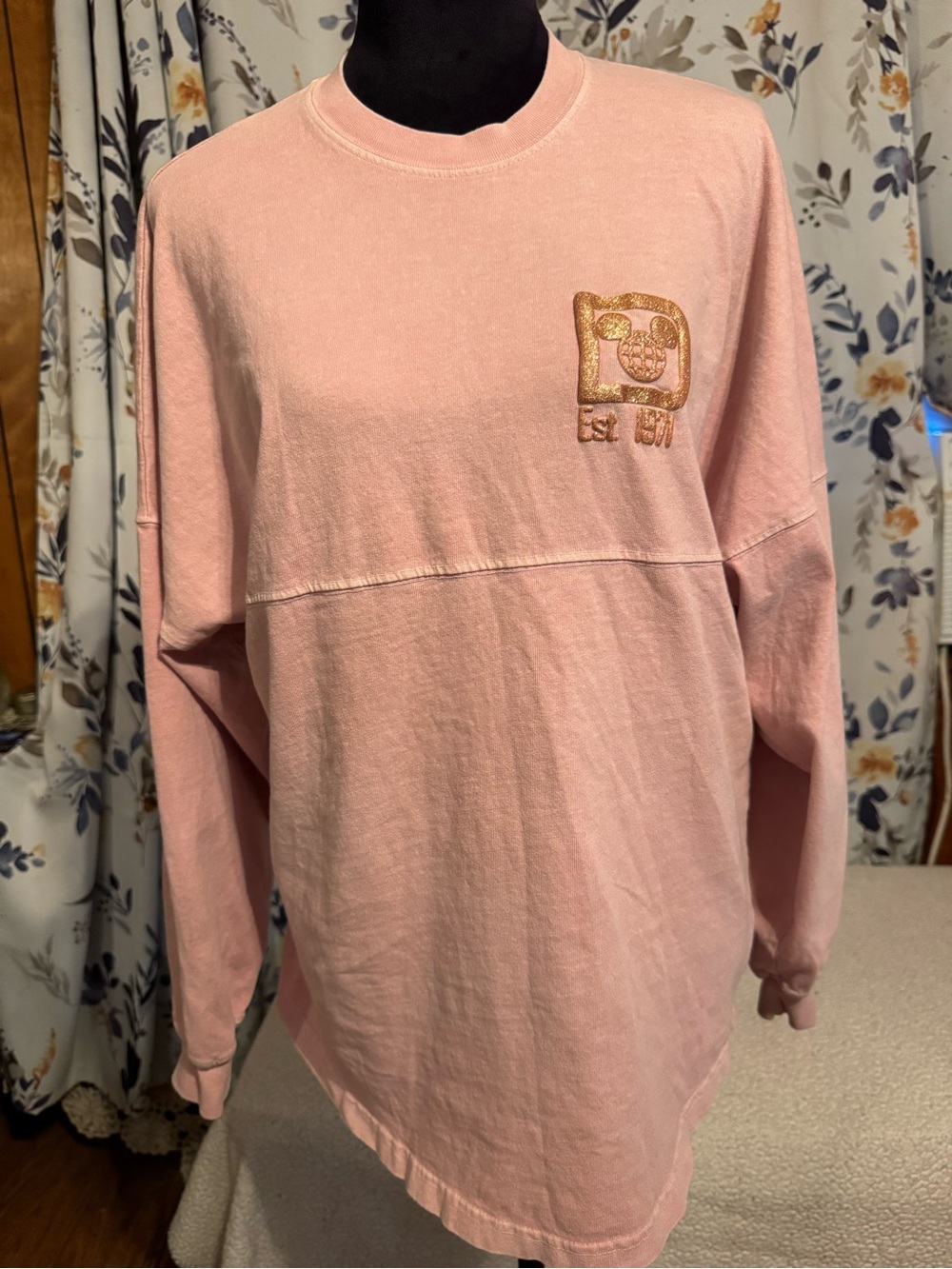 Disney Pink Crewneck Pullover with Subtle Logo Print B1